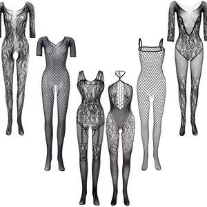 6  Women Stockings Lingerie Lace Fishnet Bodysuits